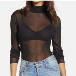 Endless Rose Mesh Mockneck Top S NWT